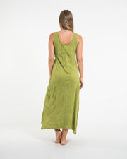 Womens Lotus Buddha Long Tank Dress in Lime