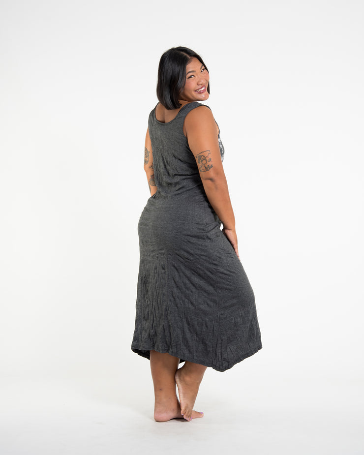 Womens Octopus Long Tank Dress in Silver on Black L/XL