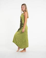 Womens Hamsa Lotus Long Tank Dress in Lime