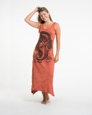 Womens Divine Ganesh Long Tank Dress in Orange