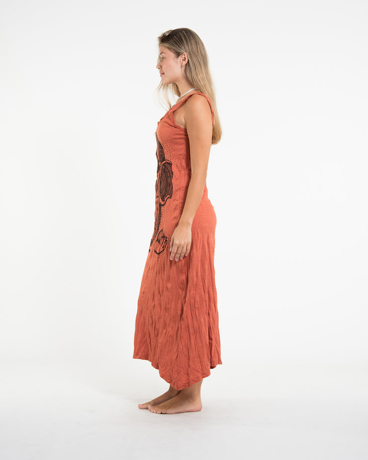 Womens Divine Ganesh Long Tank Dress in Orange