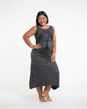 Womens Tree of Life Long Tank Dress in Black L/XL