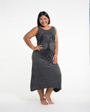 Womens Tree of Life Long Tank Dress in Black L/XL