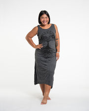 Womens Tree of Life Long Tank Dress in Black L/XL