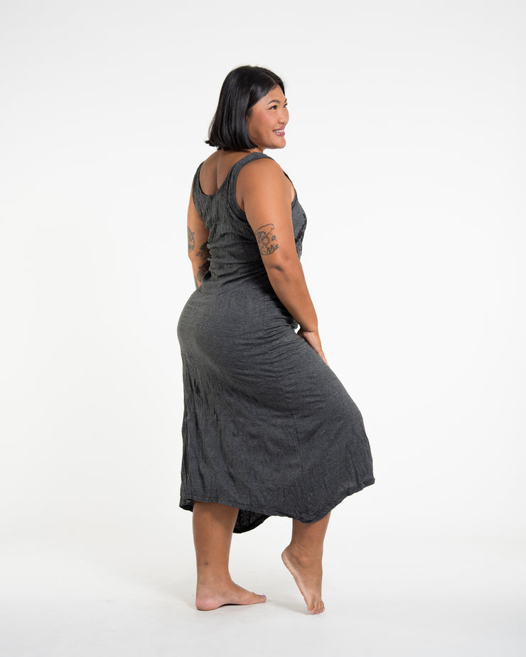 Womens Tree of Life Long Tank Dress in Black L/XL