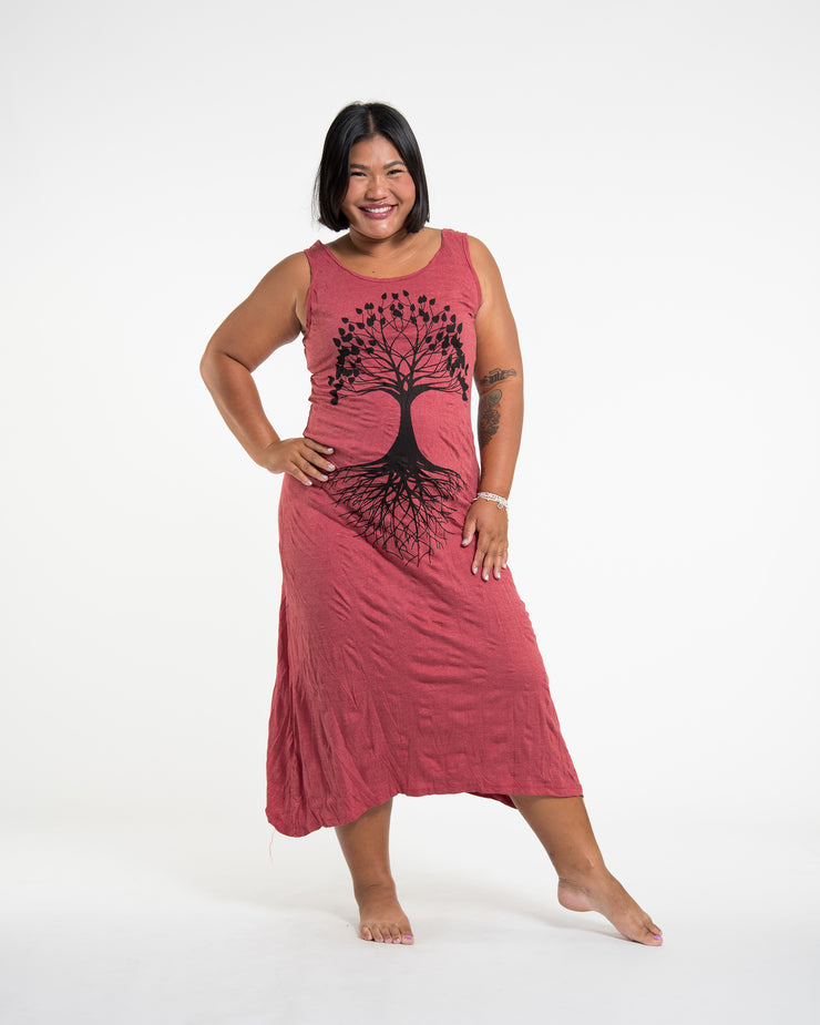 Sure Design Womens Tree of Life Long Tank Dress in Red Sure Design Womens Tree of Life Long Tank Dress in Red