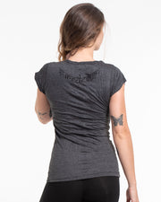 Womens Lotus Elephant T-Shirt in Black