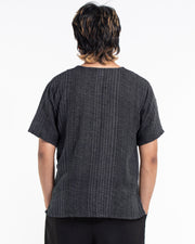 Unisex Woven Cotton Shirt with Tribal Pocket in Black
