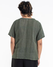 Unisex Woven Cotton Shirt with Tribal Pocket in Green