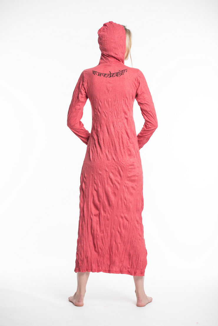 Sure Design Womens Tree of Life Long Hoodie Dress in Red Sure Design Womens Tree of Life Long Hoodie Dress in Red