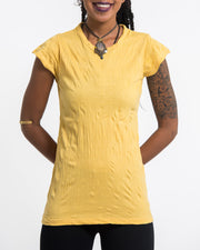 Womens Solid Color T-Shirt in Yellow