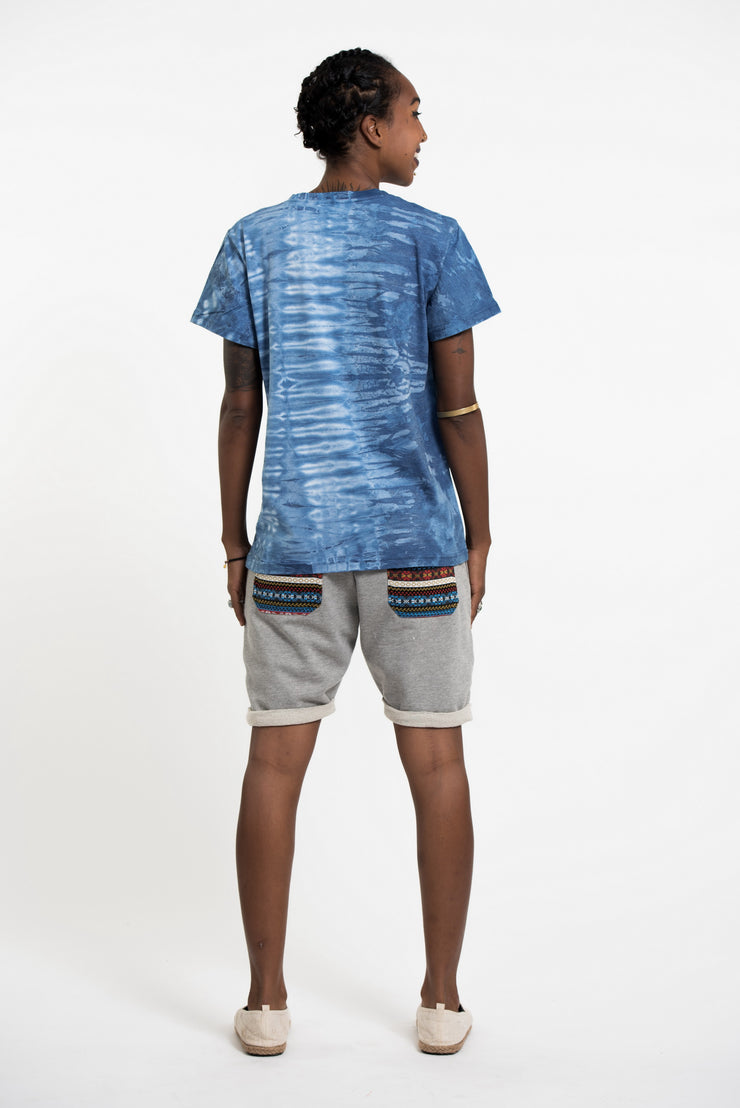 Unisex Half Stripes Indigo Tie Dye T-Shirt
