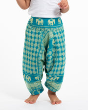 Hill Tribe Elephant Kids Harem Pants in Turquoise