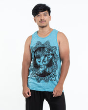Mens Om Buddha Face Tank Top in Turquoise