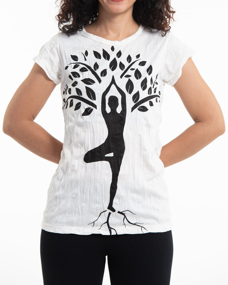Womens Yoga Tree of Life T-Shirt in White
