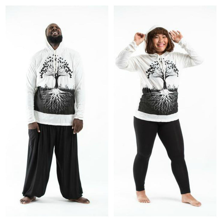 Plus Size Unisex Tree of Life Hoodie in White