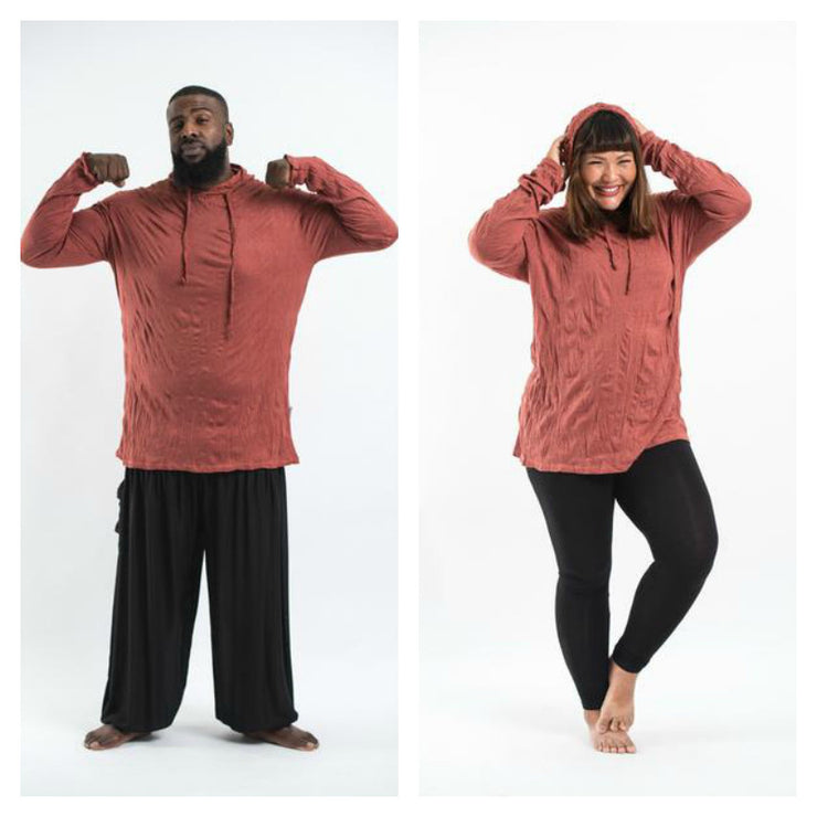 Plus Size Unisex Solid Color Hoodie in Brick