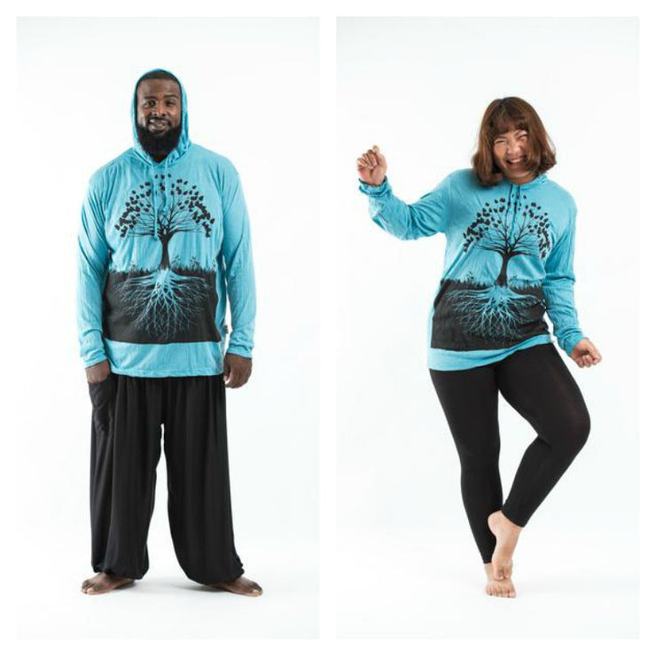 Plus Size Unisex Tree of Life Hoodie in Turquoise