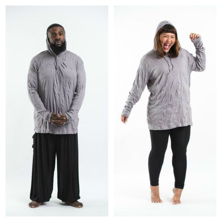 Plus Size Unisex Solid Color Hoodie in Gray