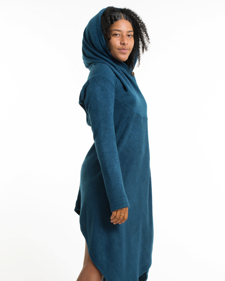 Hooded Pixie Sweater Dress in Blue