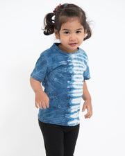 Kids Half Stripes Indigo Tie Dye T-Shirt
