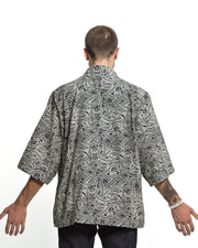 Paisley Print Cotton Kimono Cardigan in Black
