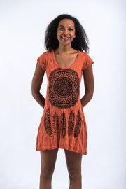 Womens Dreamcatcher Dress in Orange