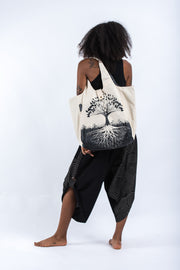 Tree of Life Reversible Cotton Tote Bag in Natural