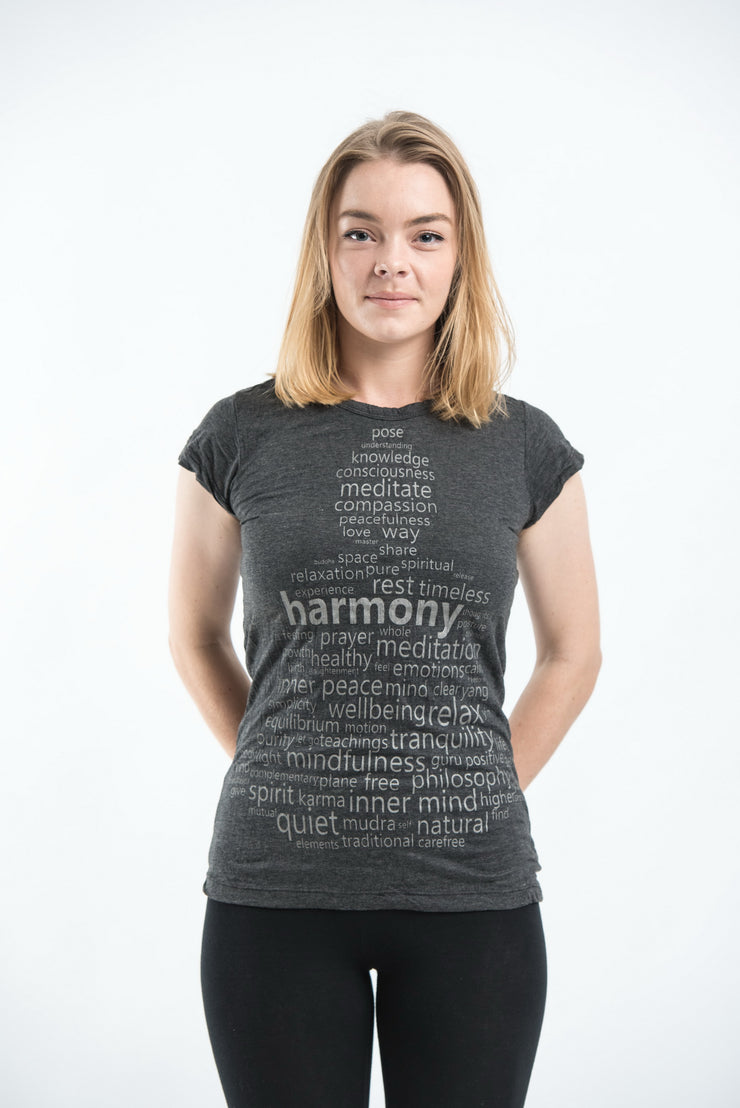 Womens Harmony T-Shirt in Silver On Black