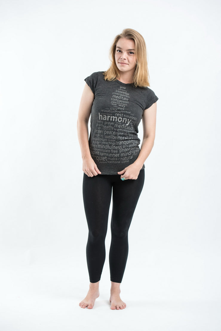 Womens Harmony T-Shirt in Silver On Black