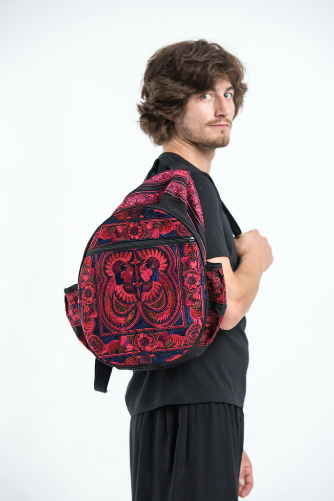 HMONG HILL TRIBE EMBROIDERED PEACOCK BACKPACK IN PURPLE Sure Design Hmong Hill Tribe Embroidered Peacock Backpack in  main image 3