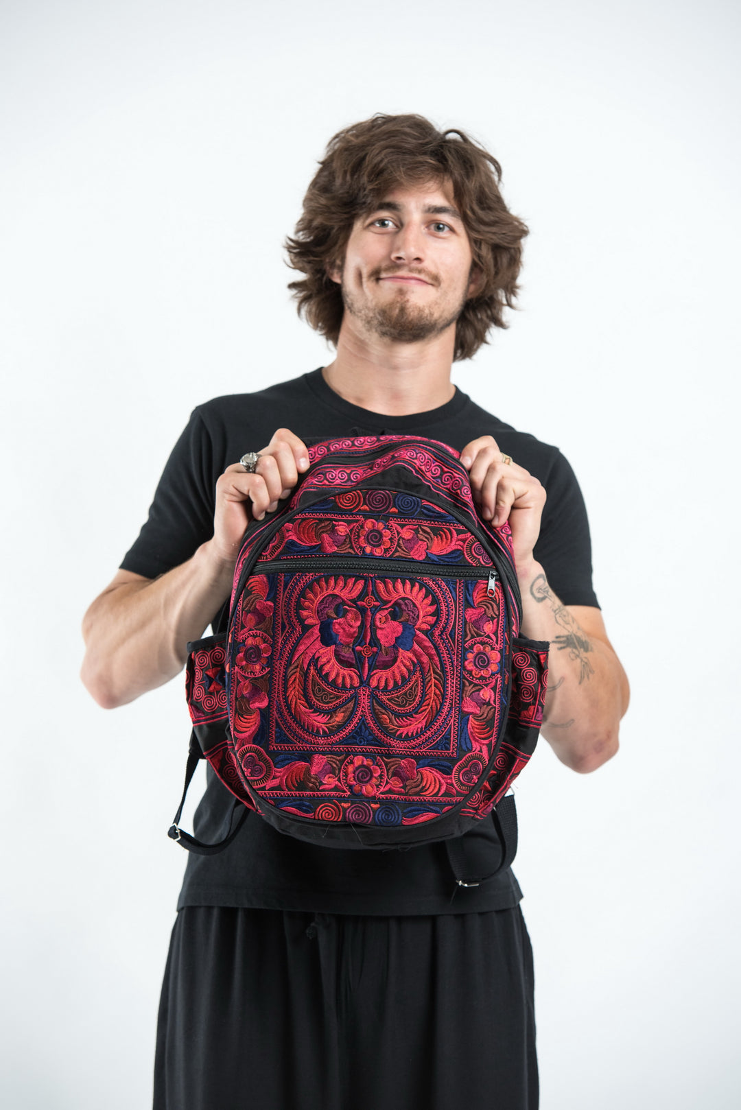 Sure Design Hmong Hill Tribe Embroidered Peacock Backpack in  display picture 1