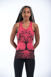 Womens Tree of Life Tank Top in Red