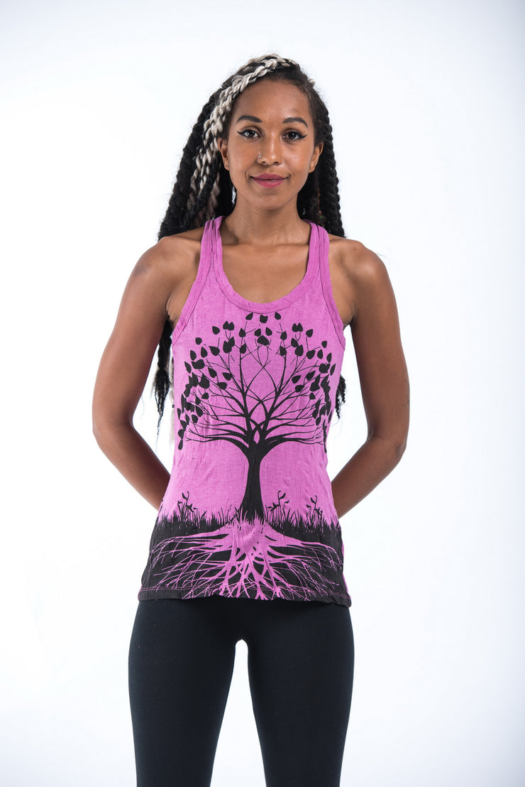 Womens Tree of Life Tank Top in Pink