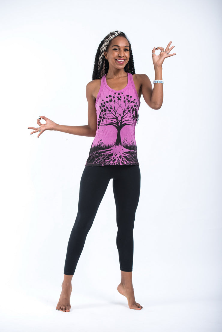 Womens Tree of Life Tank Top in Pink