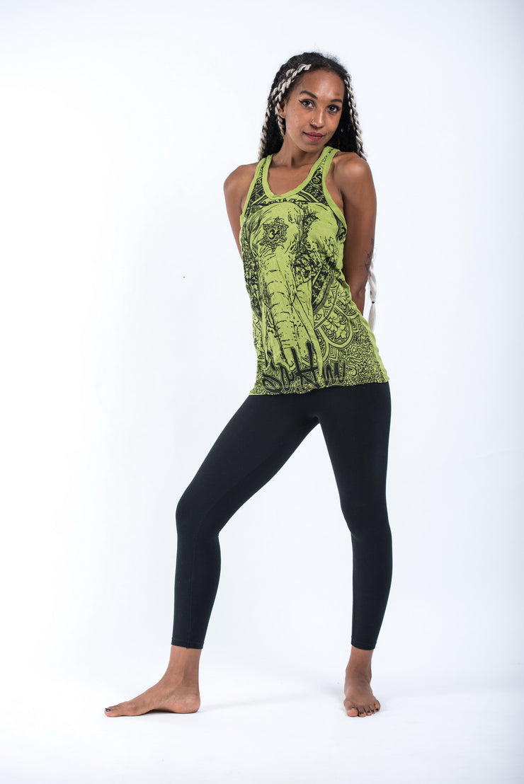 Womens Wild Elephant Tank Top in Lime