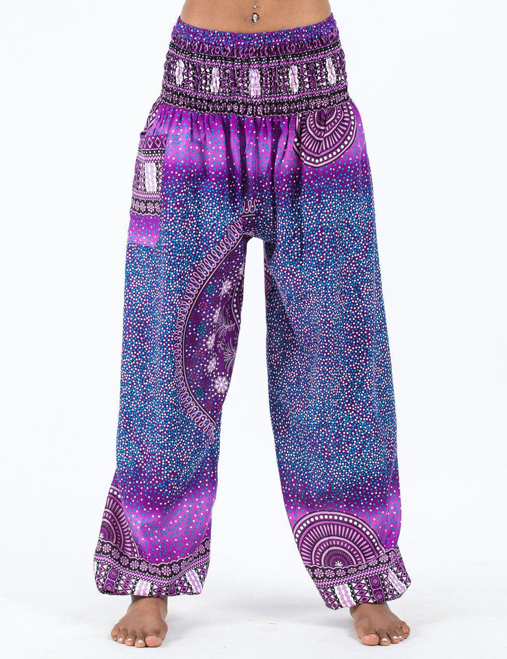 Unisex Tribal Chakras Harem Pants in Purple