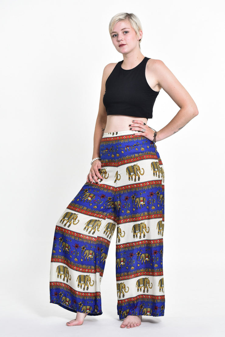 Womens Elephant Bliss Palazzo Pants in Blue