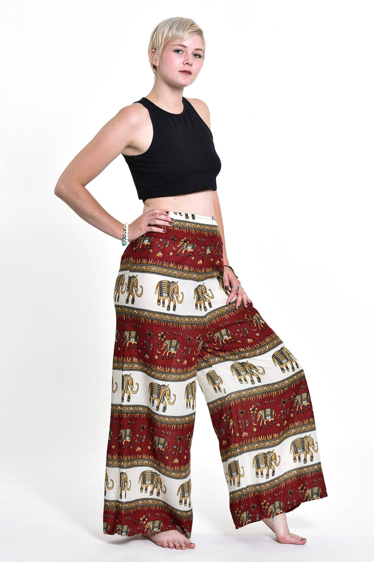 Womens Elephant Bliss Palazzo Pants in Red