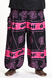 Plus Size Unisex Turtle Print Harem Pants in Pink