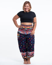 Plus Size Unisex Triangles Harem Pants in Navy