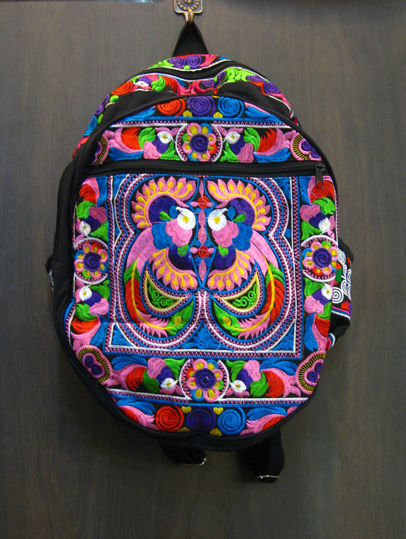 Sure Design Hmong Hill Tribe Embroidered Peacock Backpack in 