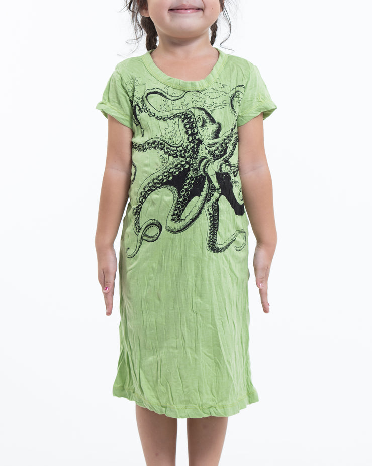 Kids Octopus Dress in Lime