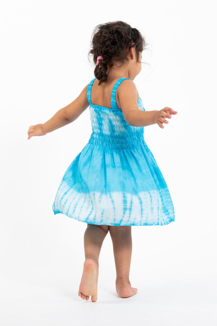 Kids Tie Dye Smock Dress in Blue