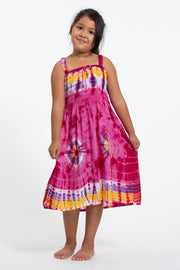 Kids Tie Dye Smock Dress in Pink