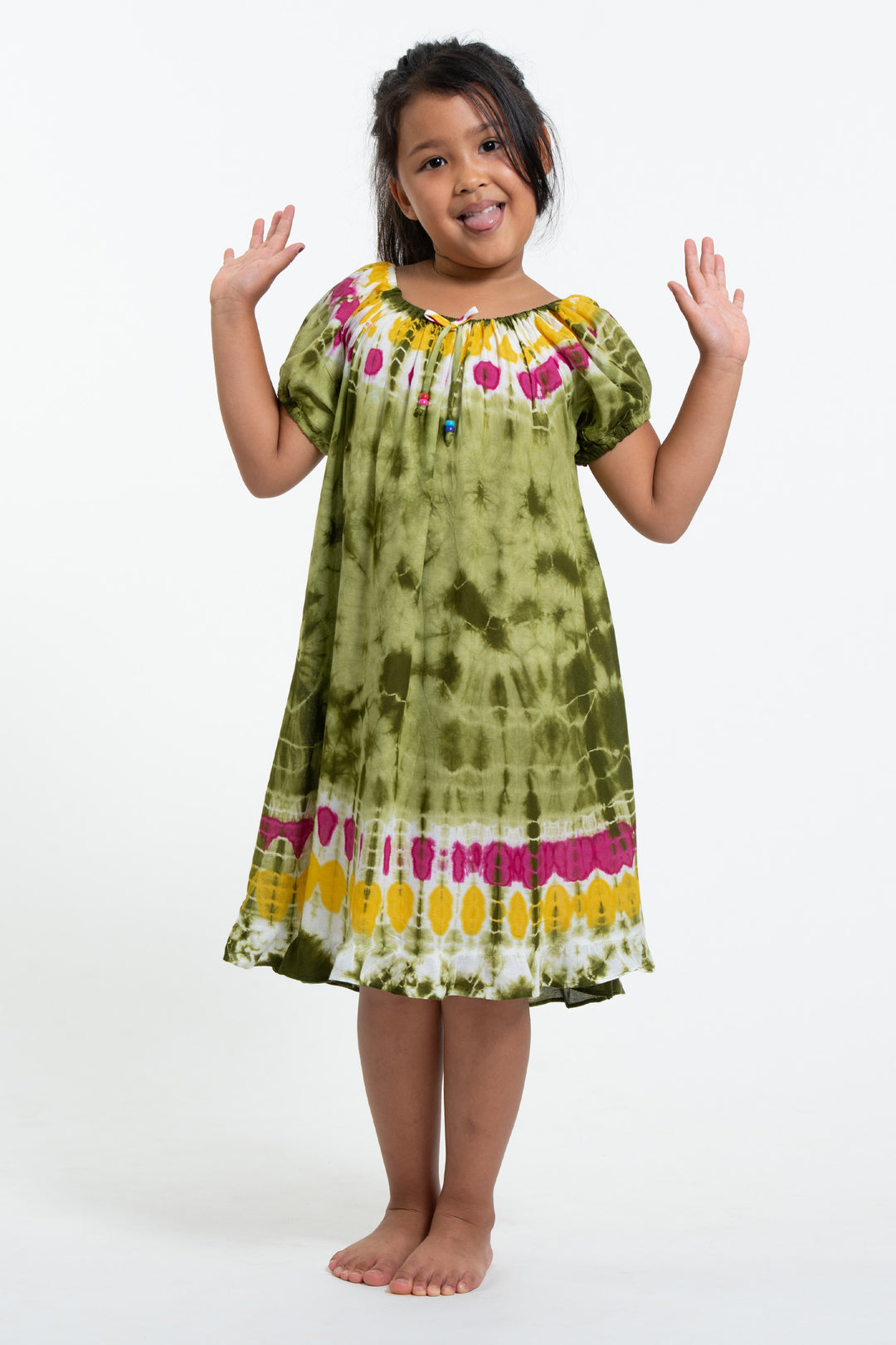 Sure Design Kids Tie Dye Dress in Green