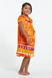 Kids Tie Dye Dress in  Orange