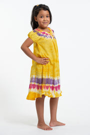 Kids Tie Dye Dress in  Yellow