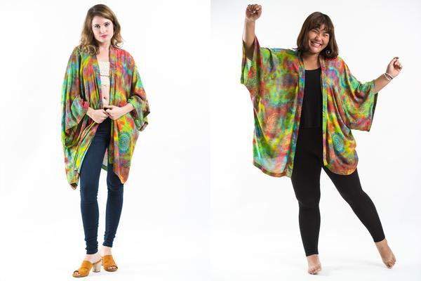 Tie Dye Om Kimono Cardigan in Acid