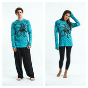 Unisex Octopus Long Sleeve T-Shirt in Turquoise